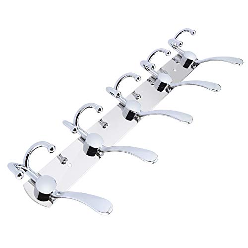 KIMISS Multifunktions -Edelstahl -Wandbügel Haken Rack mit 4 Haken für Handtuch, Hut und Organizer Stilvolle und Platzsparende Lösung (Fünf Haken) von KIMISS