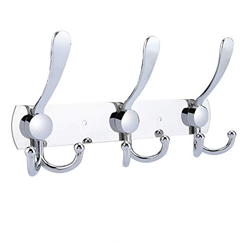 KIMISS Multifunktions -Edelstahl -Wandbügel Haken Rack mit 4 Haken für Handtuch, Hut und Organizer Stilvolle und Platzsparende Lösung (drei Haken) von KIMISS