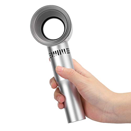 KIMISS Non-Blade-Lüfter, USB-wiederaufladbarer Vierter Silberner Lüfter für -Handheld-Handheld-Bladeless-Generation Home Outdoor (Violett) (Silber) von KIMISS