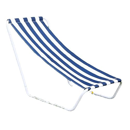KIMISS Outdoor Beach Lounger Tragbares Faltbares, Leichtes Blaues und Weißes Streifenliege für Relaxation Beach Camping Picknicks von KIMISS