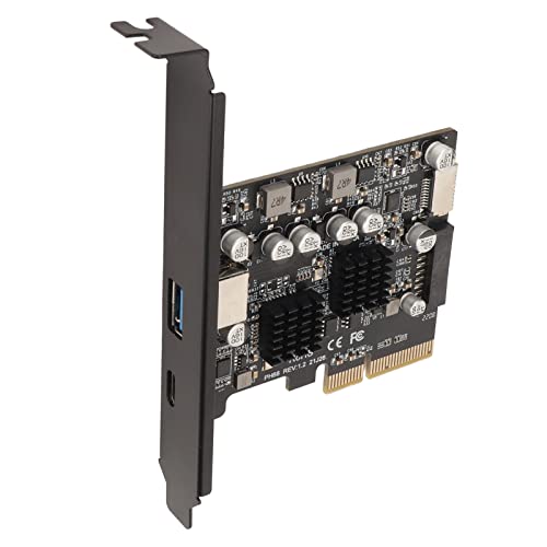 KIMISS PCIe Typ C, Vergoldete Pin-Frontkarte, 10 Gbit/s Hochgeschwindigkeits-E-PCIE-USB3.2-Erweiterung für Desktop-Computer von KIMISS