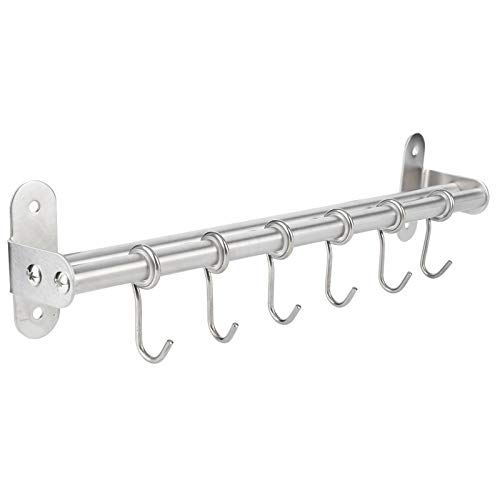 KIMISS Pot Deckel Rack Wand Montiert Lagerregale Utensilienbügel Haken Silber Edelstahl Küchenorganisator (Doppelstange 40) von KIMISS