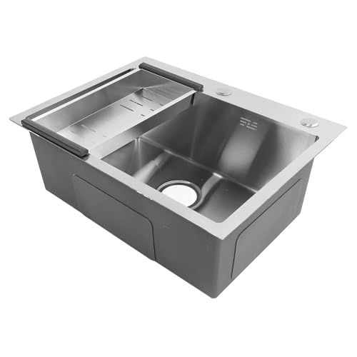 KIMISS Premium 304 Edelstahl Küchenspüle, Top -Mont -Einzelschalenbecken mit Tiefem Becken und Geräuschreduktion für die Küchenarbeitsstation RV Bar von KIMISS