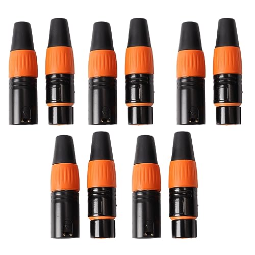 KIMISS Premium XLR Ausgeglichener Adapter für Lautsprecher und Mikrofone - 10pcs 3 Pin Männlich Bis Weibliche Goldene XLR -Stecker Set Langlebige Legierung und Kunststoff für eine Hervorragende von KIMISS