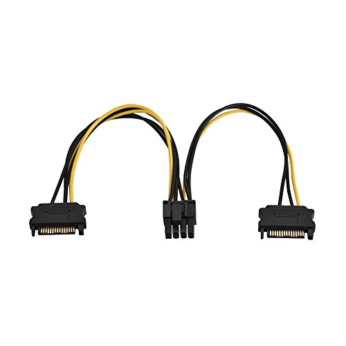 KIMISS SATA auf PCI E Stromkabel SATA auf 8 Pin PCI E Kabel 15 Pin Dual SATA Stecker auf 8 Pin Buchse PCI E PCI für Express Netzteil Adapterkabel 0,4M (Dual-SATA 0,2 m) von KIMISS