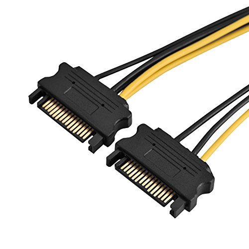 KIMISS SATA auf PCI E Stromkabel SATA auf 8 Pin PCI E Kabel 15 Pin Dual SATA Stecker auf 8 Pin Buchse PCI E PCI für Express Netzteil Adapterkabel 0,4M (Dual-SATA 0,4 m) von KIMISS