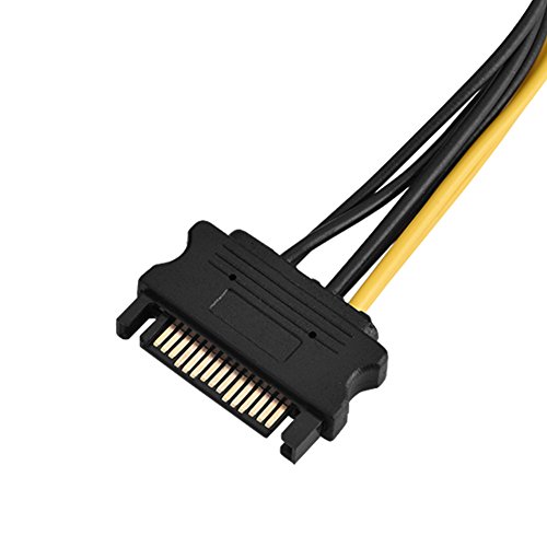 KIMISS SATA auf PCI E Stromkabel SATA auf 8 Pin PCI E Kabel 15 Pin Dual SATA Stecker auf 8 Pin Buchse PCI E PCI für Express Netzteil Adapterkabel 0,4M (Einzel-SATA 0,2 m) von KIMISS