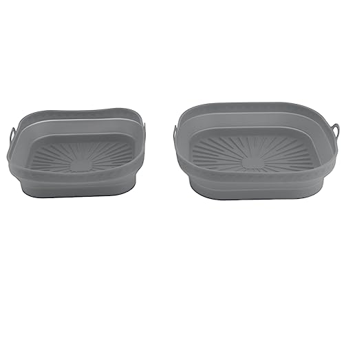 KIMISS Square Silicon Fryer Liner - 2pcs Resuleable Silicon Fryer Liner Silikon Frittyer -Topf Zum Backen von Kuchen Brotfleisch Backputzer Pergament (GRAY) von KIMISS