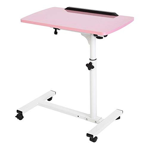 KIMISS Tragbarer Multifunktional Abnehmbarer Laptop -Schreibtisch mit Rädern - Verstellbare Höhe, Ideal für Bett, Sofa und Snacks Weiß/Rosa (PINK) von KIMISS