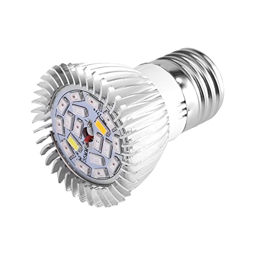 KIMISS Vollspektrum-Pflanzenlicht LED-Wachstumslicht Silbernes Aluminium Vollspektrum 85 265 V 18 W 18 LED-Wachstumslicht, Blumenpflanze, Hydrokultur-Wachstumslampe (Gu10) (E27) von KIMISS
