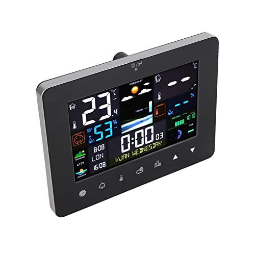 KIMISS Vorhersage der Drahtlosen Digitalen Wettervorhersage, Thermometer Im Innenbereich mit Wecker und Touchscreen -Display von KIMISS