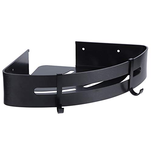 KIMISS Wand Hanging Space Aluminium Doppelschicht Lagerregal Eckschelf für Heimbadezimmer - Schwarzes, Modernes Design, Korrosionsbeständig, Enthält Haken von KIMISS
