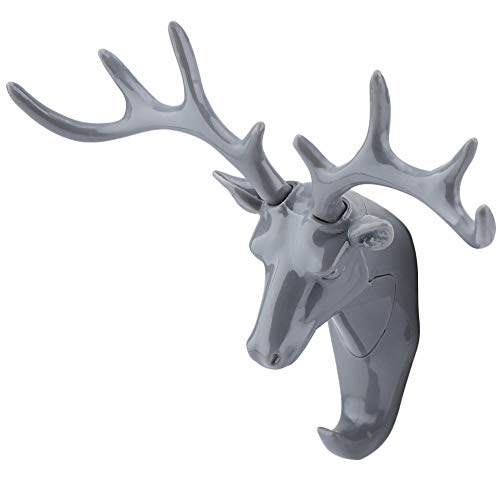 KIMISS Wandmontierte Hirschkopfhakenkleiderbänder für Heimzimmerdekor-Dreidimensionales Design, Grau, Ideal für Mäntel, Hüte, Schlüssel und Schmuck (GRAY) von KIMISS