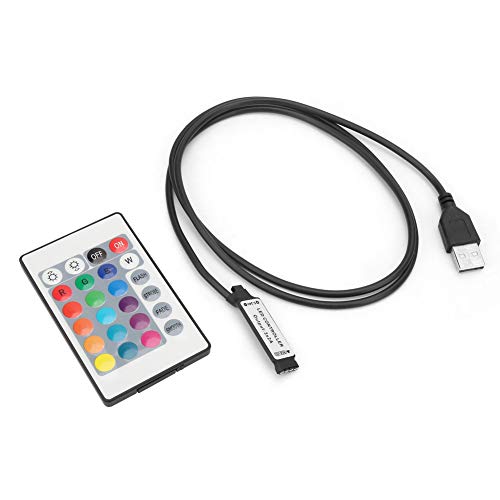 Lampenleiste Fernbedienung Lichtleiste Fernbedienung 5 24V 24 Schlüssel RGB LED Lichtleiste Drahtlose Fernbedienung USB 6A Lampeneffekt IR Controller(1M) (Leitungslänge 1 Meter) von KIMISS
