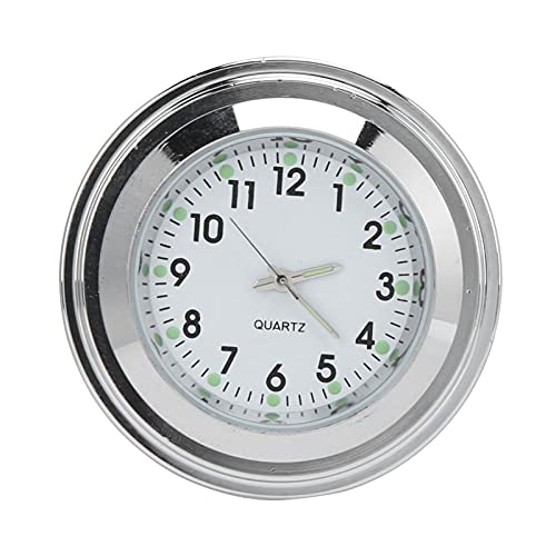 KIMISS Lenker-Zifferblatt Motorraduhr， Motorrad Lenkeruhr， Motorradhalterung Uhr Runde Uhr Aluminium Wasserdicht Leuchtend Universal für 7/8in-1in Lenker(Weiß) von KIMISS