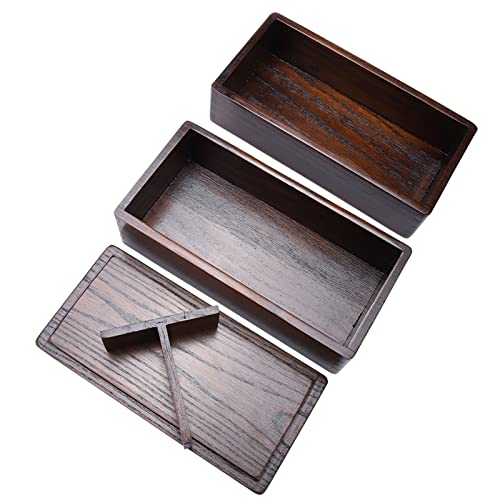 Lunchbox Holz Lunchbox Holz Naturholz Lunchbox Doppelschicht Rechteck Lebensmittelbehälter Für Picknick Sushi Bento von KIMISS