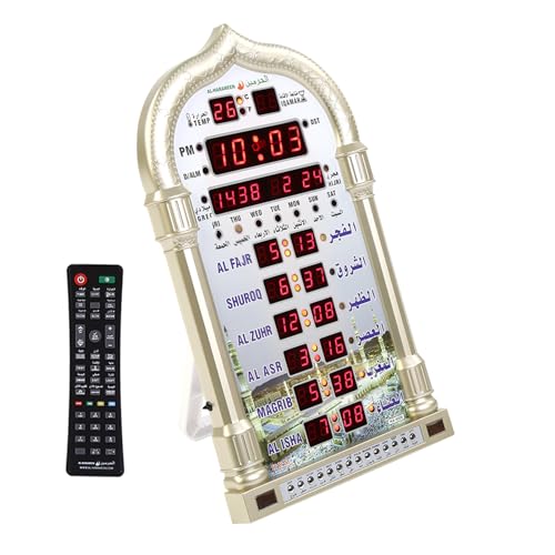 Muslimischer Wecker, LED-Islamische Gebetsuhr, Islamischer Wandkalender, LED-islamischer Gebetsuhr, Islamische Internationale Gebetszeit, Makkah-Gebetslied, Digitale Show-Wanduhr von KIMISS