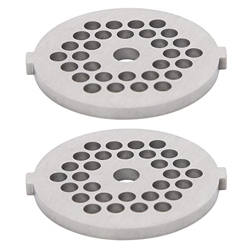 Runder Edelstahl-Fleischwolf Nr. 5, Stahl-Mahlwerk und Teller-Set für Mühle Typ 5#/B – 3 Mm, 56 Löcher – 2 Stück (5-mm-Maschenmesser) von KIMISS