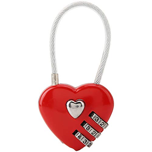 Schließfachschloss Herzform 3-stelliger Code Kombination Gepäcktaschenschloss Passwort Sicherheit Paar Vorhängeschloss (Schwarz) (Rot) von KIMISS