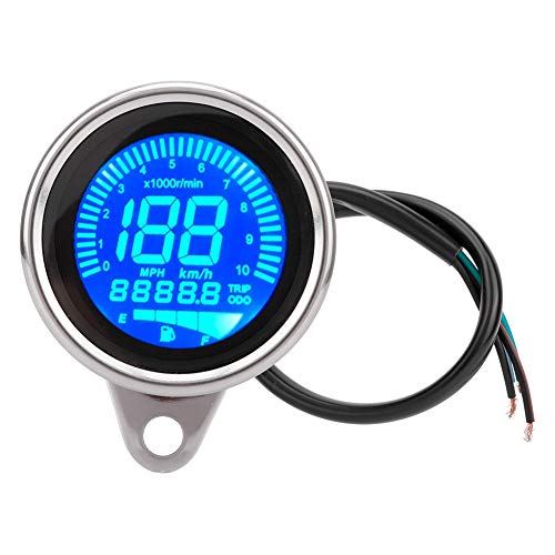Tachometer-Duokon Motorrad LCD Meter Universal Tachometer Gauge Kilometerzähler Tachometer DC 12V 0-199km/h (Elektroversilberung) von KIMISS
