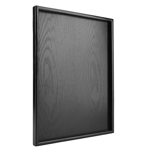Teetablett Holz Teetablett Holz Schwarz Rechteckform Massivholz Tee Kaffee Snack Food Mahlzeiten Serviertablett Teller Tabletts 40 X 30 cm (35 * 24cm) von KIMISS
