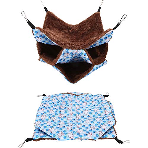 Warmes Kleines Tier, Hängematte Baumwollschlafnest mit Drei Schichten Haustier Hanging Bett Meerschweinchen -Hängematte Bettwäsche & Substrat Weiche Komfortluxus -Doppelschichten für Ihre Samll (BLUE) von KIMISS