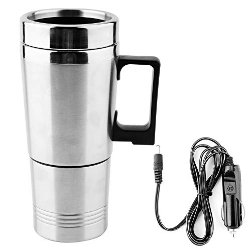 12v wasserkocher,Duokon 350ML + 150ML Edelstahl Auto Elektrokessel Kaffee Tee Thermoskanne Wasserheizbecher 12V von KIMISS
