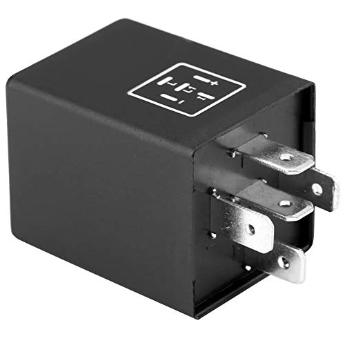 12 V Einstellbares Blinkrelais 5-Pin Blinkgeber EP27 FL27 12 V Plug-and-Play-Auto-Blinkrelais-Decoder für LED-Blinker [PVC] (Schwarz) von Duokon