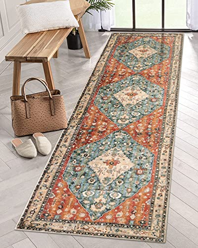 KIMODE Boho Tribal Läufer Teppich 60 x 210 cm, Bohemian Flur Küchenläufer Teppich Distressed Kunstwolle rutschfest Waschbar Kurzflor Teppich,Für Eingangsbereich Flur Küche von KIMODE