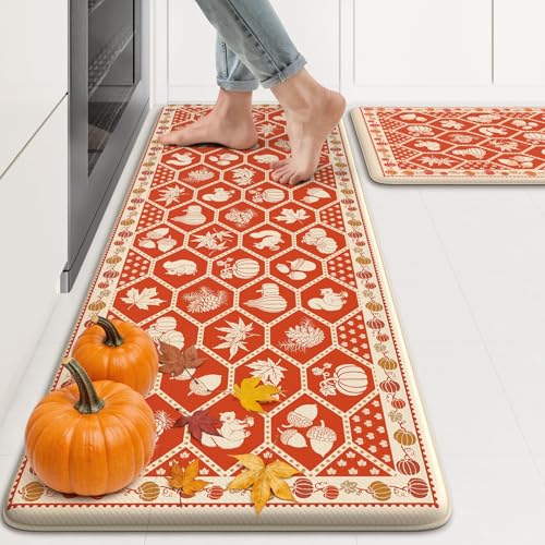 KIMODE Anti-Müdigkeit-Küchenmatten für Boden, marokkanische Küchenteppiche, gepolsterte Küchen-Bodenmatten, rutschfest, Herbst-Halloween-Standmatte für Waschküche, Büro, Spüle, Schreibtisch, Orange KIMODE Anti-Müdigkeit-Küchenmatten für Boden, marokkanische Küchenteppiche, gepolsterte Küchen-Bodenmatten, rutschfest, Herbst-Halloween-Standmatte für Waschküche, Büro, Spüle, Schreibtisch, Orange von KIMODE