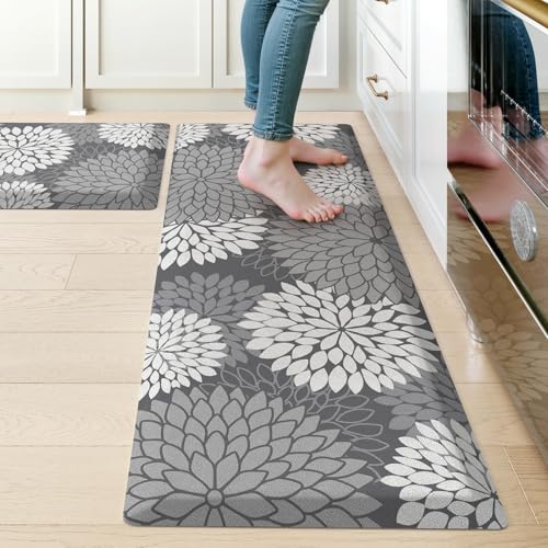 KIMODE Gepolsterte Küchen-Fußmatten, rutschfest, wasserdicht, ergonomischer Memory-Schaum, Küchenteppich für Waschtisch, Büro, Zuhause, Grau, 2 Stück KIMODE Gepolsterte Küchen-Fußmatten, rutschfest, wasserdicht, ergonomischer Memory-Schaum, Küchenteppich für Waschtisch, Büro, Zuhause, Grau, 2 Stück von KIMODE