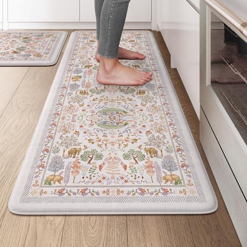 KIMODE Küchenmatte gegen Ermüdung, 50,8 x 119,4 cm + 50,8 x 81,3 cm, lebendiges Blumenmuster, rutschfest, gepolstert, für Küche, Bodenmatte, Komfort-Standmatte für Waschküche, Büro, Waschbecken KIMODE Küchenmatte gegen Ermüdung, 50,8 x 119,4 cm + 50,8 x 81,3 cm, lebendiges Blumenmuster, rutschfest, gepolstert, für Küche, Bodenmatte, Komfort-Standmatte für Waschküche, Büro, Waschbecken von KIMODE