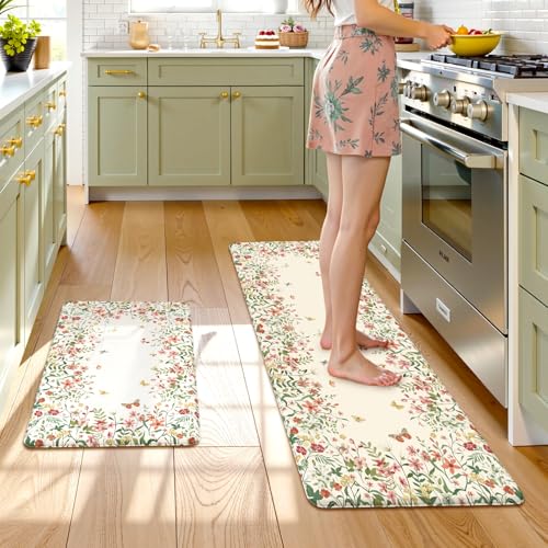 KIMODE Küchenmatten für den Boden, 2 Stück, Beige, Bauernhaus-Küchenteppich-Set, rutschfest, wasserdicht, für Küche, Waschküche, Büro, Waschbecken, Schreibtisch, 50,8 x 149,9 cm + 50,8 x 81,3 cm KIMODE Küchenmatten für den Boden, 2 Stück, Beige, Bauernhaus-Küchenteppich-Set, rutschfest, wasserdicht, für Küche, Waschküche, Büro, Waschbecken, Schreibtisch, 50,8 x 149,9 cm + 50,8 x 81,3 cm von KIMODE