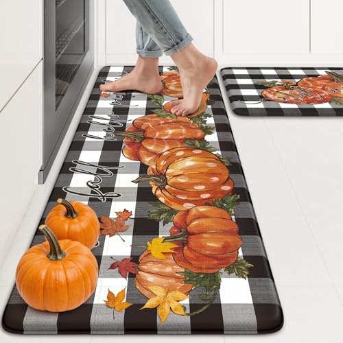 KIMODE Küchenmatten gegen Ermüdung, für den Boden, schwarz-weiß, kariert, Küchenteppich-Set, rutschfest, Halloween-Standmatten für Büro, Spüle, Schreibtisch, 43,2 x 119,4 cm + 43,2 x 73,7 cm, 2 Stück KIMODE Küchenmatten gegen Ermüdung, für den Boden, schwarz-weiß, kariert, Küchenteppich-Set, rutschfest, Halloween-Standmatten für Büro, Spüle, Schreibtisch, 43,2 x 119,4 cm + 43,2 x 73,7 cm, 2 Stück von KIMODE