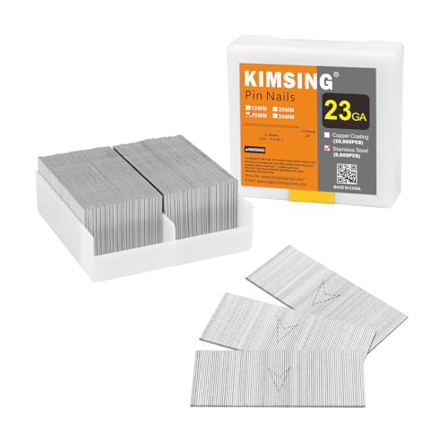 KIMSING 23 Gauge Edelstahl Micro Pin Nägel 9.000 Stück/Box, 25 mm kopflose Stifte, passend für pneumatische Pin Nagler und Air Power Pinner für Möbel (P625SS) von KIMSING