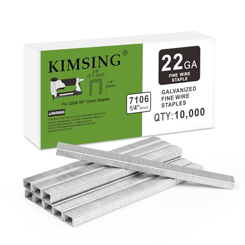 Kimsing 7106 Polsterklammern, 22 Gauge 71 Serie, verzinkt, 1,9 cm Krone, 6,3 mm Beinlänge, Befestigungselemente für Feindrahthefter (1 Box) von KIMSING