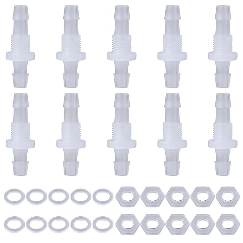 10 Packungen 6mm Thru-Bulk Bulkhead Fittings Kunststoff Schlauchtüllen Schlaucharmaturen Rohrverbinder für Aquarium Garten Labor von KINBOM