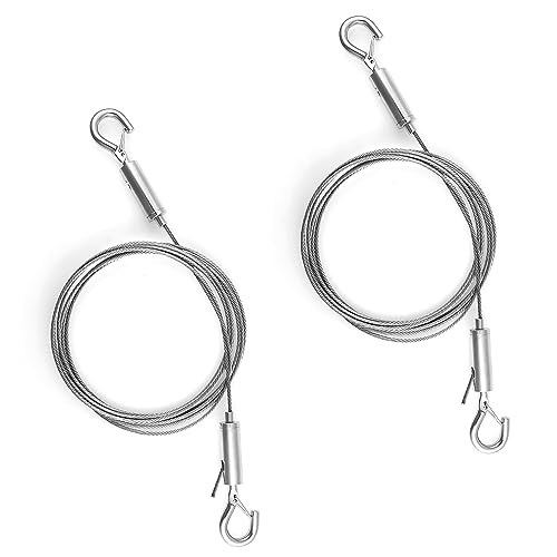 2 Stück Verstellbarer Bilder Aufhängen Draht mit Haken, 2m x 1,5mm Aufhängedraht Bilder Set Robust Edelstahl Fotorahmen Draht zum Aufhängen von Bildern für Bis zu 24kg von KINBOM