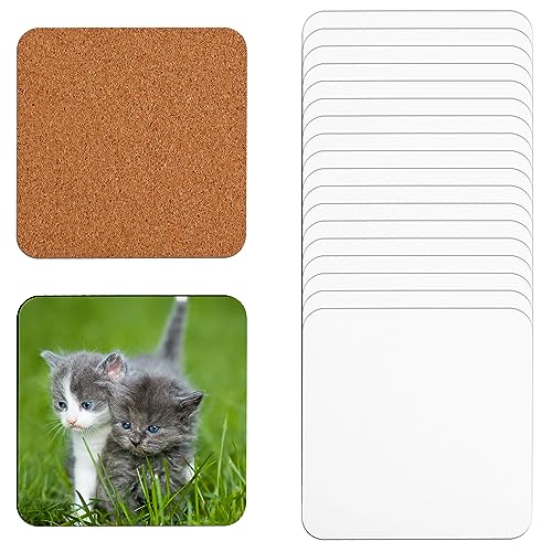 20st Quadratische Sublimationsuntersetzer, 10,2X 10,2cm MDF Untersetzer aus Blanker Hartfaserplatte MDF Holzuntersetzer für Heimwerker Kunsthandwerk Malerei Heimdekoration von KINBOM