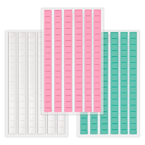 288 Stück Sticky Putty, Klebepads Doppelseitig Bunte Montageknete Wiederverwendbare Wandknete zum Aufhängen von Bildern (Weiß, Blau, Pink) von KINBOM