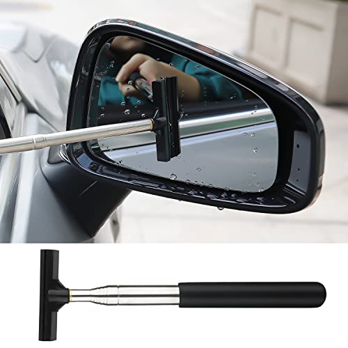 Auto Rückspiegelwischer, Teleskopischer Auto-Spiegelwischer mit 86 cm Langer Teleskopstange, Verstellbarer Automatischer Spiegelwischer für Spiegelglas-Regenwassernebel (Schwarz) von KINBOM