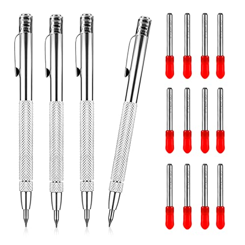 2 Stück Wolframcarbid Stift, Anreißnadel Hartmetall mit Magnet Anreißwerkzeug mit Zusätzlichen 12 Ersatz-Red-Hat-Markierspitzen für Glas/Metallblech von KINBOM