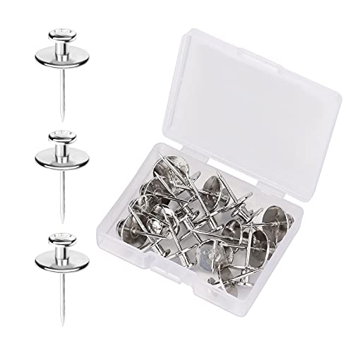 KINBOM 20 Stück Bilderaufhänger Nägel, doppelköpfige Wandnägel Pushpin Hook Hanger Dekorative Push Pin Haken für Zuhause Klassenzimmer Büro Arbeitszimmer Trockenbau (Silber) von KINBOM