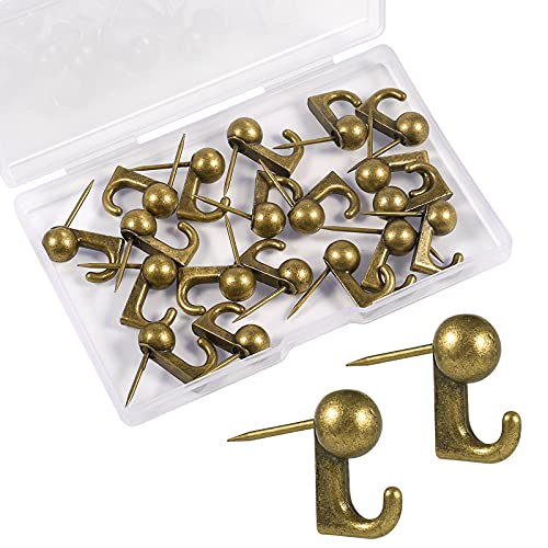 KINBOM 20 Stück Push Pin Haken Legierung Metall Push Pin Foto Aufhänger Reißzwecke für Home Office Schule Wandbild Stoff Korkplatte von KINBOM