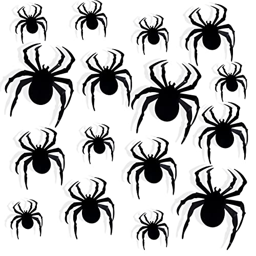 KINBOM 60 Stück Halloween 3D Spinnen Aufkleber, Realistische Schwarze Spinnen Deko Gruselige Halloween Dekoration Spinnen Wandsticker für Zuhause Badezimmer Partyzubehör (3 Größen) von KINBOM