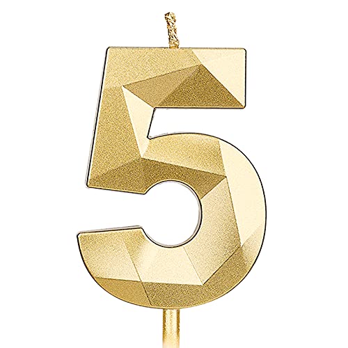 KINBOM 7cm Große Zahlen Geburtstagskerzen, Glitzer 3D Geburtstagstorte Kerzen Kuchendeckel Dekoration für Hochzeit Jubiläum Abschlussball Abschlussfeier Kinder Erwachsene Nummer 5 Gold KINBOM 7cm Große Zahlen Geburtstagskerzen, Glitzer 3D Geburtstagstorte Kerzen Kuchendeckel Dekoration für Hochzeit Jubiläum Abschlussball Abschlussfeier Kinder Erwachsene Nummer 5 Gold von KINBOM