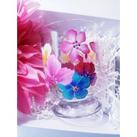 Handbemalter Glasbecher Mit Blumenmuster, 15 Unzen. Sicher Für Heiße Oder Kalte Getränke. Mikrowellen - Und Spülmaschinenfest von KINDLYKRAFTEDDESIGN