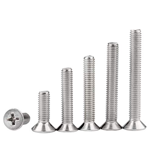 KINDOYO 100/200 Stück Senkkopfschrauben Edelstahl - M1.2 Flachkreuz Flachkopfschrauben Kit Set Flachkopf Maschinenschrauben Kreuzschlitz Metallschrauben Befestigungsschrauben, M1.2 * 6 x 100 Stücke von KINDOYO