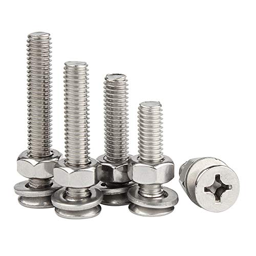 KINDOYO M5 Maschinenschraube Sechskantmutter Hardware Befestigungssatz, Hohe Härte Und Wasserdichter Edelstahl, Einschließlich Unterlegscheibe,M5*45Mm/10 Pcs von KINDOYO