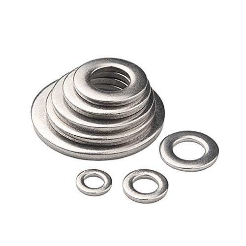 KINDOYO Verdicken Flache Unterlegscheiben - M1.6/M2/M2.5/M3/M3.5/M4/M5 Rostfreier Edelstahl Flat Washers Set, Silber, M3.5 * 8 * 0.5(100 Stück) von KINDOYO